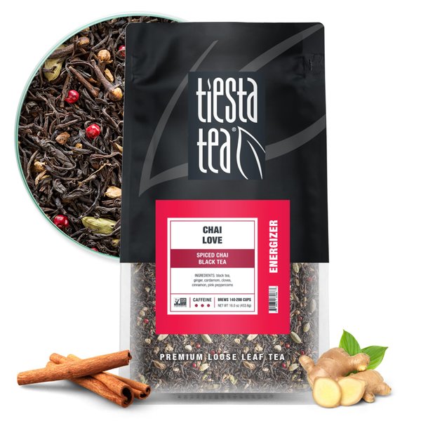Tiesta Tea - Chai Love Tea | Spiced Chai Black Tea | Premium Loose Leaf Tea Blend | High Caffeinated Black Tea | Make Hot or Iced Tea & Brews Up to 200 Cups - 16 Ounce Resealable Bulk Pouch