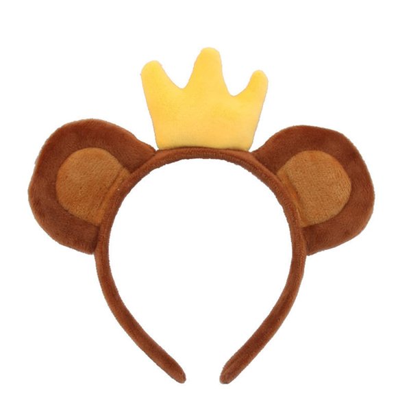 KEPATO Unisex Monkey Ears Headband with Crown on The Top Monkey Headband Animals Monkey Costume Accessories (Brown-Crown)