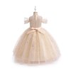 Glamulice Big Girls Princess Sparkle Tulle Dress Flower Girls Formal Dresses Lace Champagne Off Shoulder Vintage Sequin Bridesmaid Costume Dance Ball Gown Wedding Pageant Holiday Prom Party Gown 15 14