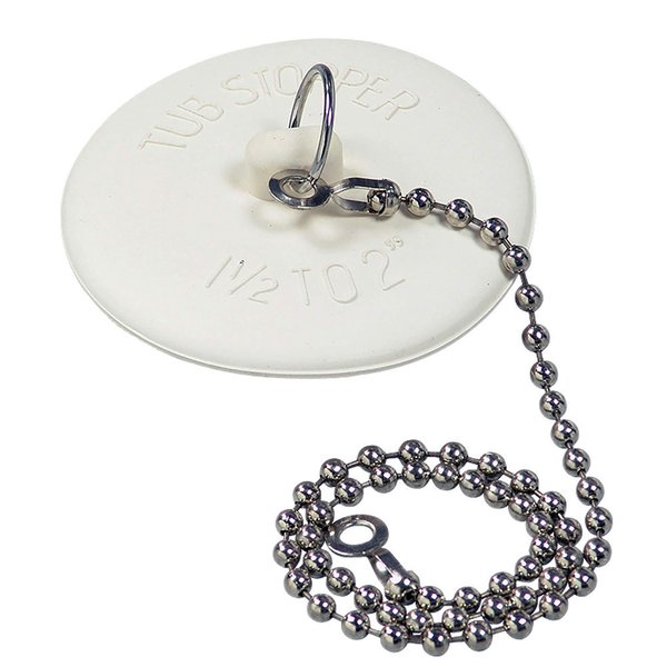 Danco Rubber Tub Stopper with Chain, White (80783)