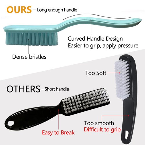 Nail Brush Foot Brush Curved Handle Grip Hand Fingernail Scrub Brush Home Laundry Cleaning Shoes Clothes Toes Nails Feet Scrubber,4 PCS