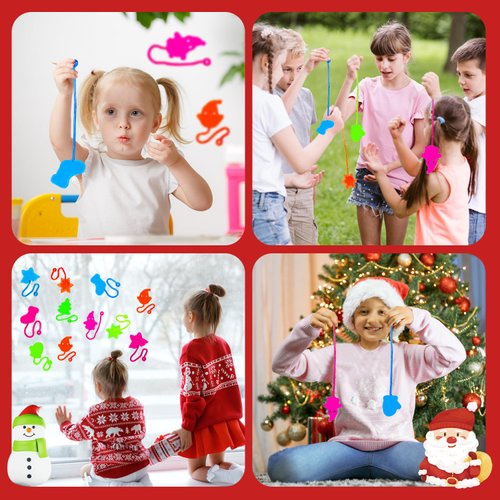 Labeol 40Pcs Christmas Sticky Hands Party Favors Gifts For Kids 4-8, Christmas Styles Stretchy Sticky Hands Toys,Treasure Box Fillers and Classroom Prizes,Birthday Parties,Toys for Sensory Kids