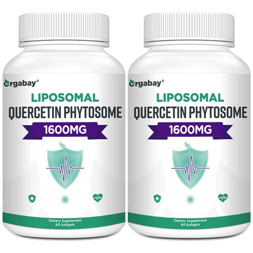 Orgabay Liposomal Quercetin Phytosome 1600 mg,Bromelain 200mg,Zinc 30mg,Vitamin C Turmeric 40 mg,Highest Absorption,Quercetin Complex, 60 Softgels