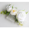 Fangsen Wedding Boho White Rose Buds Flower Hair Clips Floral Comb With Hair Piece and Hair Vines for Brides and Bridesmaids Silver