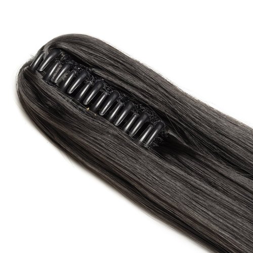 S-noilite Clip In Ponytail Hair Extensions Claw Clip In Ponytail Extention Hairpiece Long Straight Jaw Clip In Ponytail for Women Synthetic Fiber Hair 21 Inch Natural Black