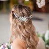 Wedding Bridal Hair Comb Rhinestone Hair Pieces for Brides Pearl Bridal Hair Pins Crystal Headpiece Wedding Silver Hair Accessories for Brides YISSION