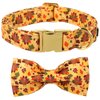 Lionet Paws Thanksgiving Day Dog Collar with Bowtie, Dog Bowtie Collar with Metal Buckle for Dogs, Adjustable Comfortable Turkey Dog Collar Girl Boy Gift, L, Neck 16-24 in