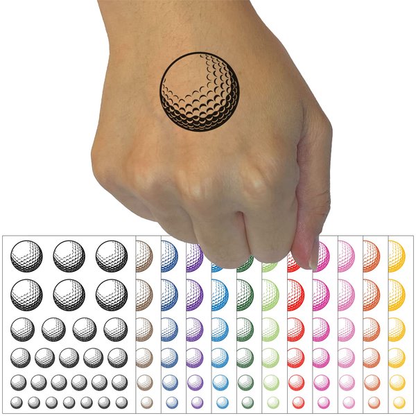 Golf Ball Sports Temporary Tattoo Water Resistant Fake Body Art Set Collection - Red (One Sheet)
