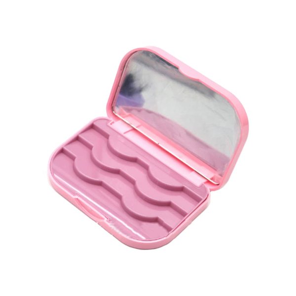 1 Piece 3-Tier Empty Eyelashes Storage Box with Makeup Mirror Plastic Eyelashe Case Lash Storage Case Eyelash Holder Organizer False Eyelash Case Storage Eyelashes Box, Pink