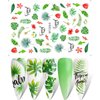 12 Sheets Summer Leaf Nail Art Stickers 3D Self-Adhesive Nail Decals Nail Art Supplies Palm Leaves Clover Nail Design for Women Manicure Nail Decorations Accessories