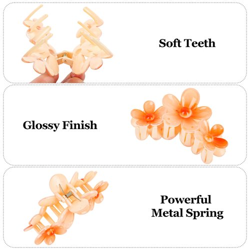 Amariver 4PCS Flower Hair Claw Clips for Women Plumeria Flower Hair Clips Non-slip Cute Claw Clips Flower Hair Clip for Thick Thin Hair Strong Hold Hair Claws Hair Accessories for Women Girls