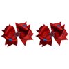 4th of July Little Miss Firecracker Sparkling Stars Hair Bow Set for Girls - (2) 4.5 inch Grosgrain Bows (Red)