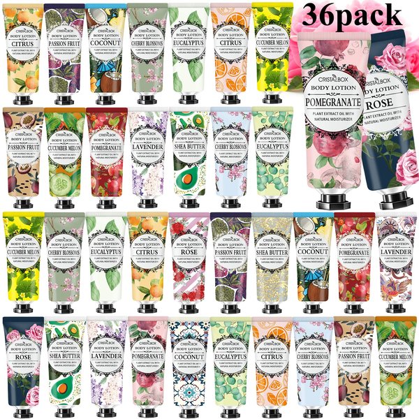 36 Pack Lotion for Dry Skin,Body Lotion for Women and Men, Mothers Day Gifts,Teacher Appreciation Gifts,Natural Plant Scented Body Moisturizers,Travel Size Lotion Bulk,Moisturizing Lotion Shea Butter