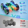 Remote Control Car, RC Cars with Strip Lights and Headlight, 2 Hours Long Battery Life, 4WD Double-Sided 360° Flips Rotating Stunt RC Car Toys, Birthday Gift for Boys Girls (Green)