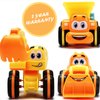 Toys for a 2 Year Old Boy - 3 Friction Powered Trucks for 2+ Year Old Boys, Push & Go Cars Cartoon Construction Vehicle Set - Toddler Boys Toys & Toy Trucks, Play Pull Back Car