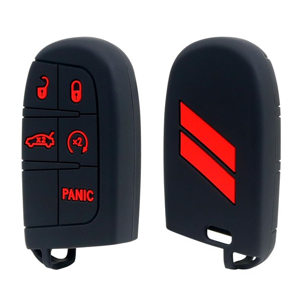 REMOCH Key Fob Cover for Dodge Accessories 5 Button Key Fob Case for Dodge Charger Challenger Dart Durango Journey Replacement Remote Control 3 4 5 Buttons Key Fob Shell (Bright Red Design, 1 PC)