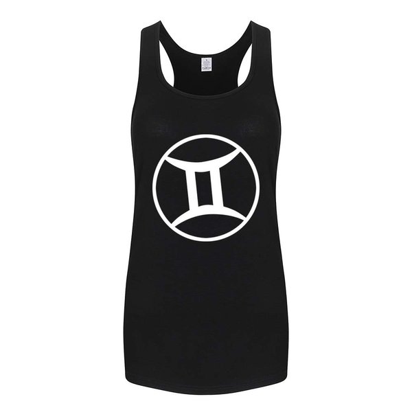 WINGZOO Womens Workout Tank Tops-Gemini Funny Graphic Fitness Gym Racerback Sleeveless Shirts for Women Black