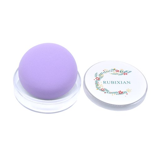 RUBIXIAN Makeup Sponge, 1 Pc Ultra-Soft Air Cushion Powder Puff, PU Beauty Blender and Applicator, Pocket Puff for Blending, Makeup Puff for Foundation, Cream and Concealer (Circular, Light Purple)