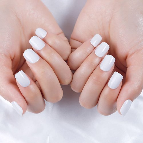 8 Sheets Glitter Solid White Nail Strips Nail Art Stickers, Solid Color Full Nail Wraps with 3 Pieces Nail File for Nails Christmas Decoration Party Supply for Women Girls Manicure