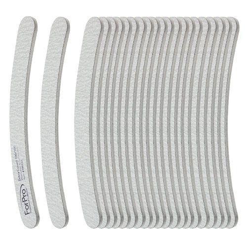 ForPro Professional Collection Zebra Curved Foam Board, 100/180 Grit, Double-Sided Manicure and Pedicure Nail Files, 7” L x .75” W, 50-Count