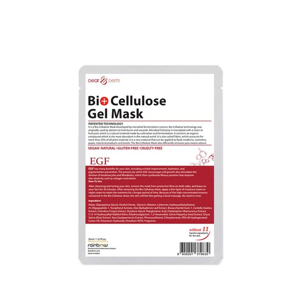 Dear & Derm Bio Cellulose Gel Mask, Skincare Face sheet mask, Facial sheet mask - EGF x 10 sheets
