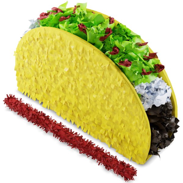 Taco Tuesday Piñata (Small Stick Included) 17.5" x 11" x 3.7" Perfect for Taco Bout Parties, Decorations, Birthday piñata, Fiesta Theme Celebration, Mexican Bash, Photo Prop – by Jergrim