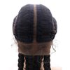 variouswig Black 4 Twist Lace Front Braid Wig Nature Looking Lace Front Wigs Afro American Synthetic Braided Wig with Baby Hair for Fashion Black Women Real Lace Wig 30 Inch