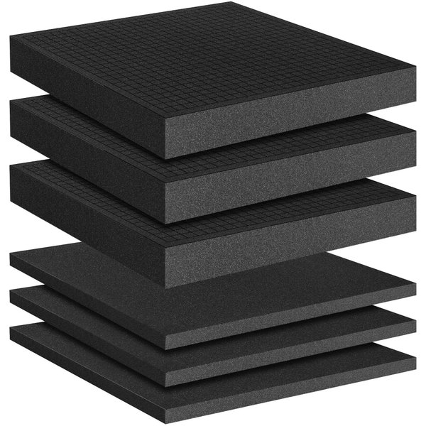 Pick Apart Foam Insert- 3 PCS and Foam Pads- 3 PCS Pluck Foam Pre Cubed Foam Insert Pre Separated Cube Sheet Foam with Bottom Use for Interlocking Cases Tool Box Board Storage Drawer Pad- 12in*12in