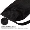 Caliee Clip on Ponytail Hair Extension 100% Remy Human Hair Color 1 Jet Black Wrap Around Ponytail Virgin Long Straight Pony Tail Hairpiece with Magic Paste 22Inch 90G