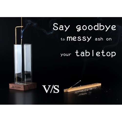 Goolan Incense Holder for Sticks [Anti-Ash Flying] with Removable Glass Ash Catcher No Mess Incense Burner