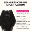 Lashey Clip in Hair Extensions Real Human Hair 16 Inch 110g 7pcs Afro Kinky-Curly Human Hair Clip Ins 4c Natural Black Hair