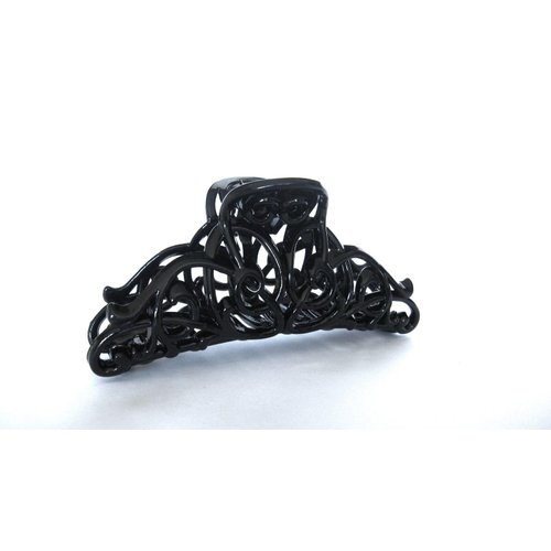 Long acrylic black filigree cut out hair claw clip