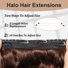 SilkStrands Halo Hair Extensions 24 Inch Invisible Wire Hair Extensions with Adjustable 4 Secure Clips on Soft Transparent Lace Light Brown Hair Extensions Natural Long Wavy Hair Extensions for Women
