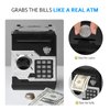 ATM Piggy Bank for Boys Girls, Vcertcpl Mini ATM Coin Bank Money Saving Box with Password, Kids Safe Money Jar for Adults with Auto Grab Bill Slot, Great Gift Toy Bank for Kids (Black+Silver)