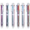 EEOYU 6 Pack Multicolor Pens 0.5mm 6-in-1 Retractable Ballpoint Pens 6 Colors Transparent Barrel Ballpoint Pen for Office School Supplies Students Children Gift