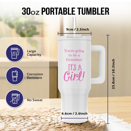 3dRose Sentimental Expectant Grandmothers 30oz Tumbler – “You're going to be a Grandma! IT'S A Girl!” – Baby Shower, Daily Use