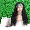 Deep Wave Headband Wig Human Hair Wigs for Black Women - Brazilian Virgin Hair Deep Wave Wig Headband - Glueless None Lace Front Deep Curly Wigs Human Hair 150% Density Natural Black (14 Inch)
