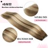 SURNEL Wire Hair Extensions Real Human Hair 20 inch 80g Balayage Walnut Brown to Ash Brown and Golden Blonde Remy Real Hair Extensions Invisible Wire Human Hair Extensions(20,3/8/22)
