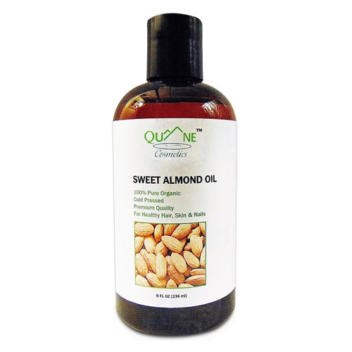 QUANE COSMETICS Organic Sweet Almond Oil | 100% Pure , Cold Pressed , & Hexane Free for Soft Moisturized Skin & Hair 8 fl oz
