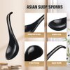 Asian Soup Spoons - YFWOOD 6.75 Inch Ceramic Ramen Spoon,Black Chinese Soup Spoons,With Deep Oval Hook Design,Perfect for Pho,Wonton,Dumpling And Miso Soups,Set Of 6
