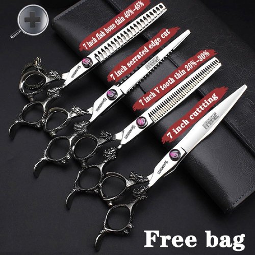 6/7/8/9-inch professional hair clipper set, stainless steel sharp hair clippers, hairdresser specific scissor(7 inches, 4 pieces)