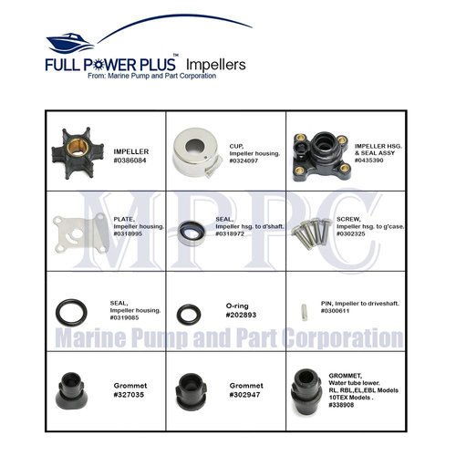 Full Power Plus Impeller Kit For Johnson Evinrude 8-15HP Outboard With Housing 1974-UP 18-3327,394711