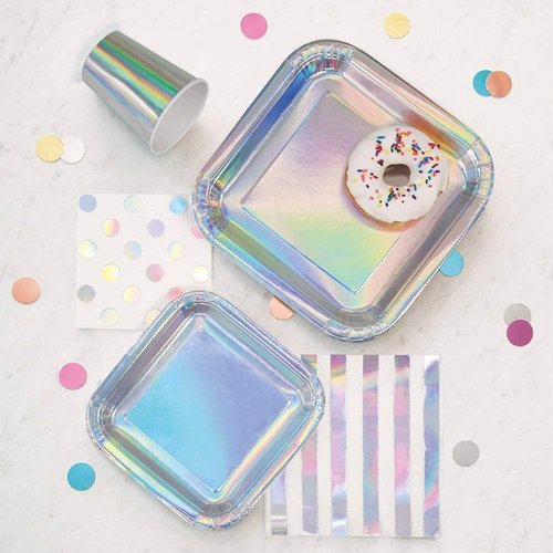 Stunning Iridescent Stripes Luncheon Napkins (16-Pack) - Eye-Catching & Elegant Foil-Stamped Napkins, Perfect for Events & Celebrations