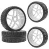 ShareGoo OD 4.09" Rubber 1/8 RC Buggy Tires and 17mm Hex Wheels Rim Compatible with Arrma Typhon Kyosho Losi VRX Redcat HSP HPI 1/8 Scale RC Off Road Buggy (White)