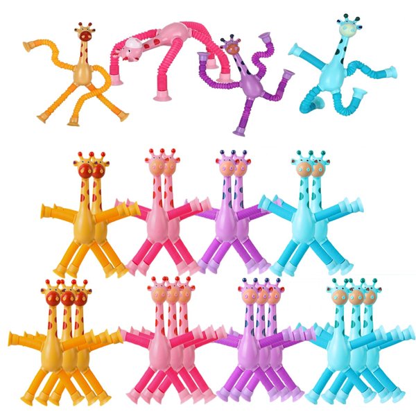 24PCS Telescopic Suction Cup Giraffe Toy,pop Tubes,Toys for Kids,Toddler Travel Toys,Toddler Sensory Toys,figette Toys,Fidget Toys for Kids,Treasure Box prizes,Small Toys for Kids prizes