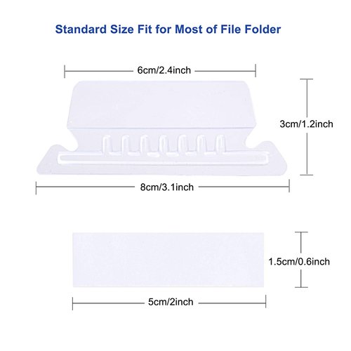 File Folder Tabs, 100+200 Sets Hanging File Folder Tabs with Inserts for Hanging Folders, 2 Inch Clear Plastic Hanging File Tabs for Quick Identification
