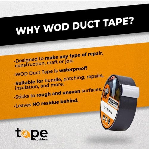 WOD DTC10 Advanced Strength Industrial Grade Brown Duct Tape, 2 inch x 60 ft. Waterproof, UV Resistant For Crafts & Home Improvement