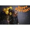 Happy Birthday Orange Aluminum Foil Letters Balloons 16 Inch Aluminum Foil Banner Balloons for Birthday Party Decorations Supplies