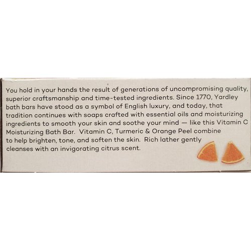 Yardley London Vitamin C Moisturizing Bath Bar With Tumeric and Orange Peel 4oz (Pack of 3)