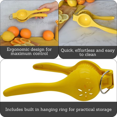 IMUSA Lime or Lemon Manual Squeezer, Citrus Juicer for Max Extraction, Yellow